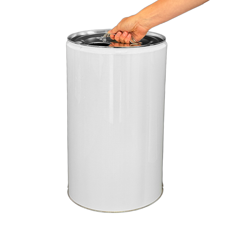 25 Litre White Tinplate UN Approved Tighthead Drum Plain 57mm Din Berg