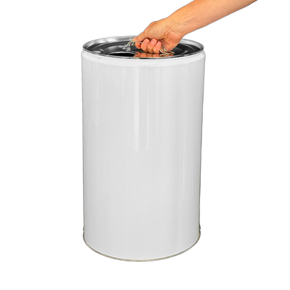 25 Litre White Tinplate UN Approved Tighthead Drum Plain 57mm Din Berg