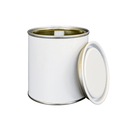 250ml lacquered white lever lid tin with lid
