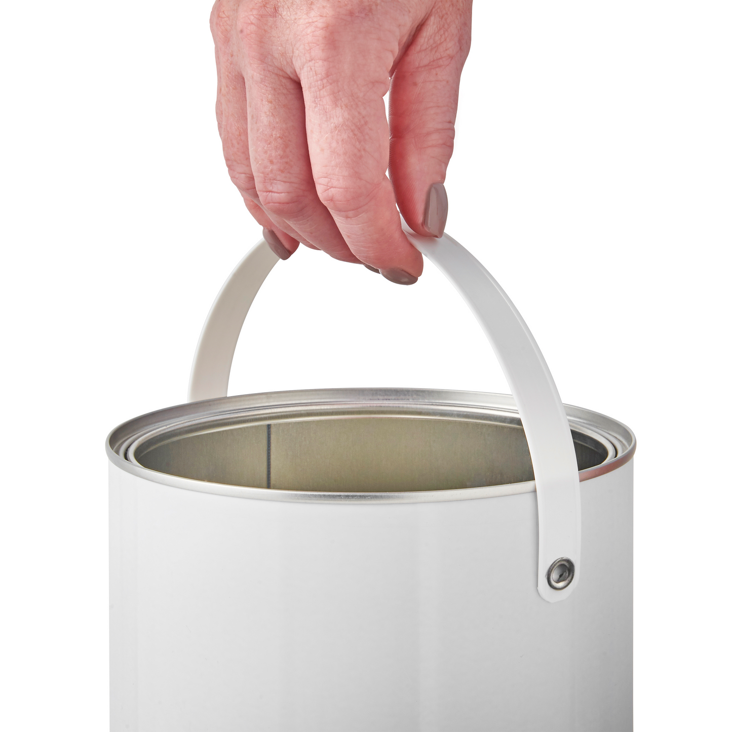 2.5 Litre Plain Lever Lid Tin in White with Plastic Handle