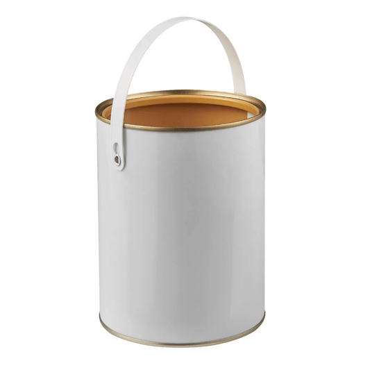 5 Litre Lacquered Lever Lid Tin in White with Plastic Handle