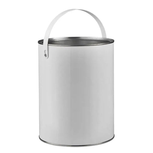 5 Litre Plain Lever Lid Tin in White with Plastic Handle