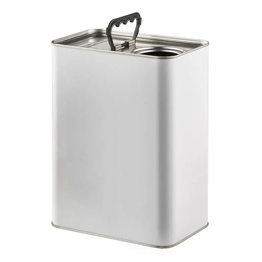 5 Litre Rectangular Tin Lacquered Interior with 57 mm Neck UN Approved in White