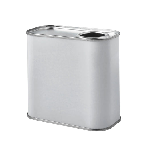 500ML White Rectangular Tin Plain UN Approved 32 Din Invopak