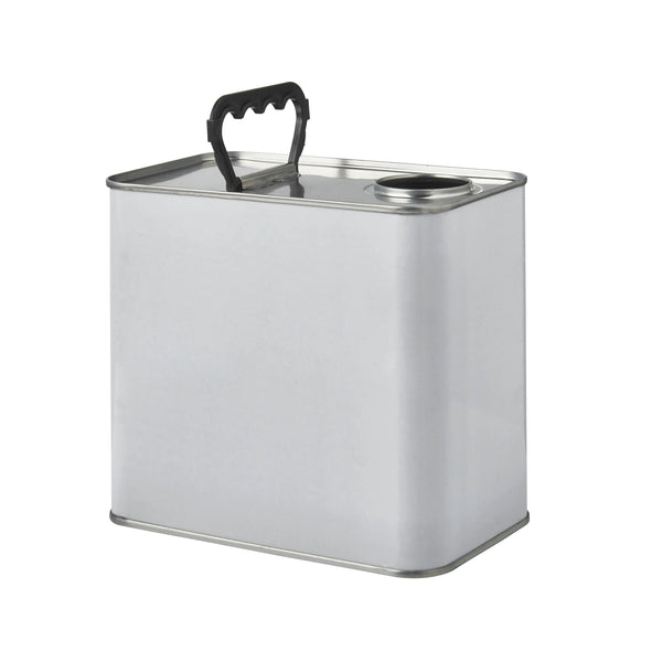 2.5 Litre White UN Approved Plain Rectangular Tin 42mm Rel Berg Invopak