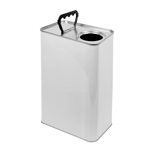 5 Litre White UN Approved Plain Interior Rectangular Tin 57mm Din Opening
