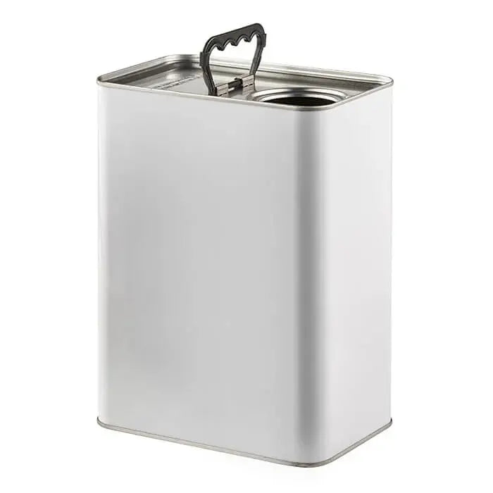 5 Litre Tri-Pyramid Rectangular UN Approved Rectangular Tin Plain Interior 57mm Din Berg Neck White