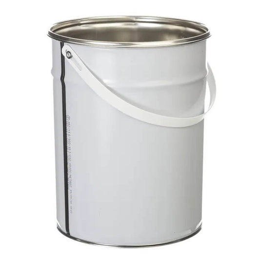 5 Litre Tinplate White Pail Plain Interior with Plastic Handle UN Approved