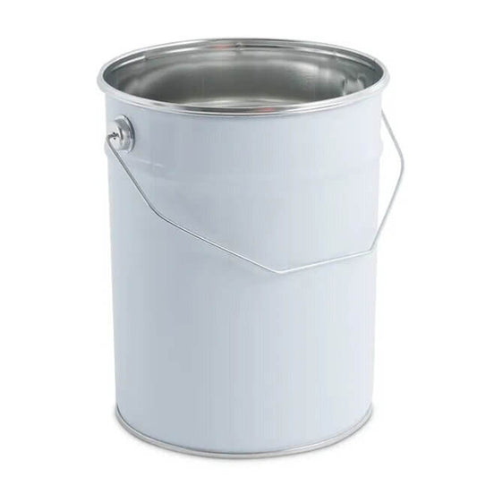 5 Litre Tinplate White Pail Plain Interior UN Approved