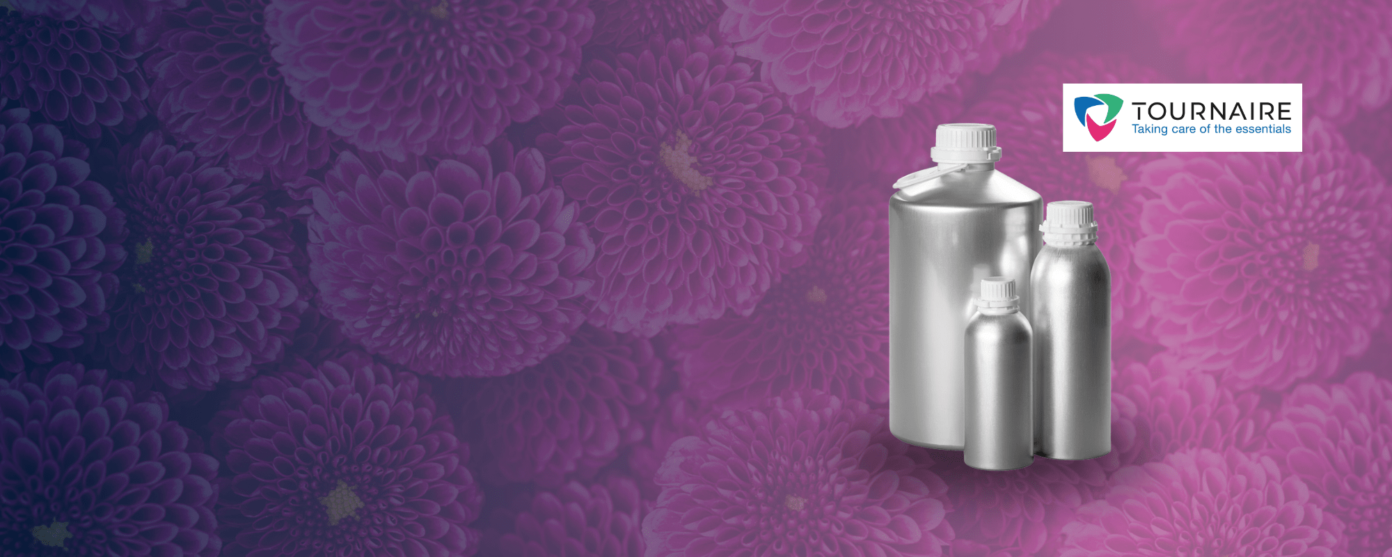 Aluminium bottles on a background of flowers