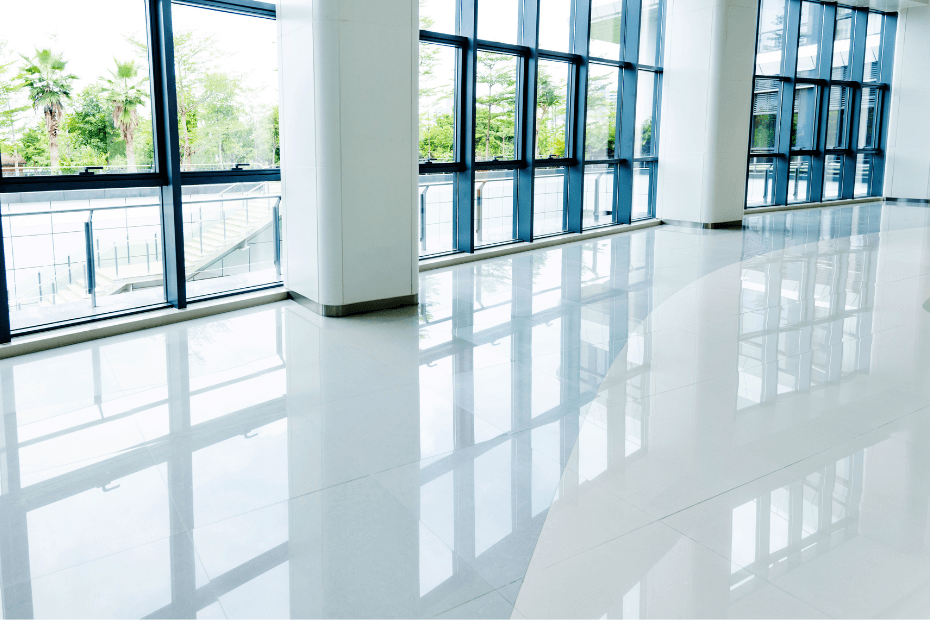 A resin coated  office floor