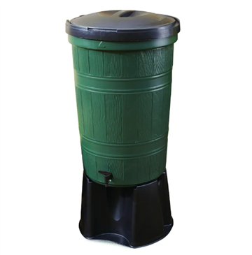 200 Litre Water Recycled Plastic Green Water Butt Kit with Tap, Stand and Diverter