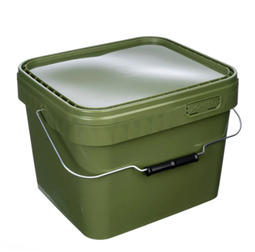 10 Litre Plastic Green Tamper Evident Square Bucket with Metal Handle