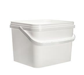 10 Litre Plastic White Tamper Evident Square Bucket With Plastic Handle