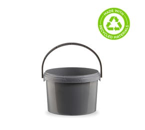 3 Litre Recycled Plastic Grey Round Bucket with Plastic Handle 